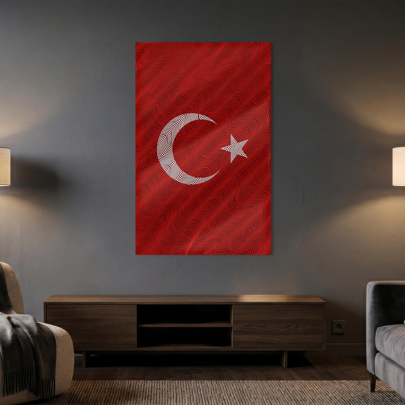 Dalgalı Çizgi Türk Bayrağı Cam Tablo – Cam Tablo
