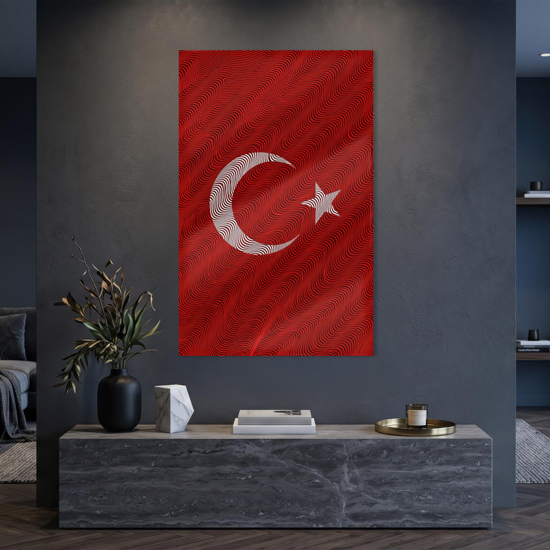 Dalgalı Çizgi Türk Bayrağı Cam Tablo – Cam Tablo