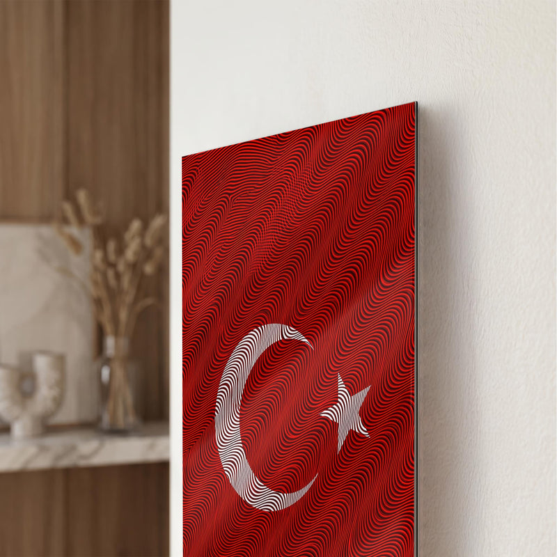 Dalgalı Çizgi Türk Bayrağı Cam Tablo – Cam Tablo