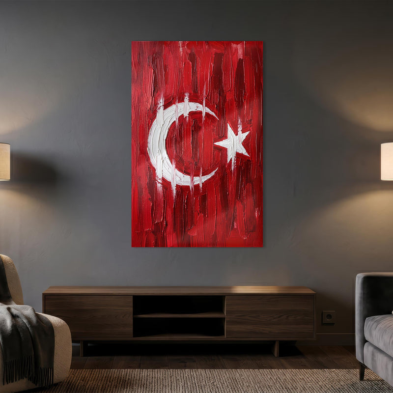 Yağlı Boya Türk Bayrağı Cam Tablo – Cam Tablo