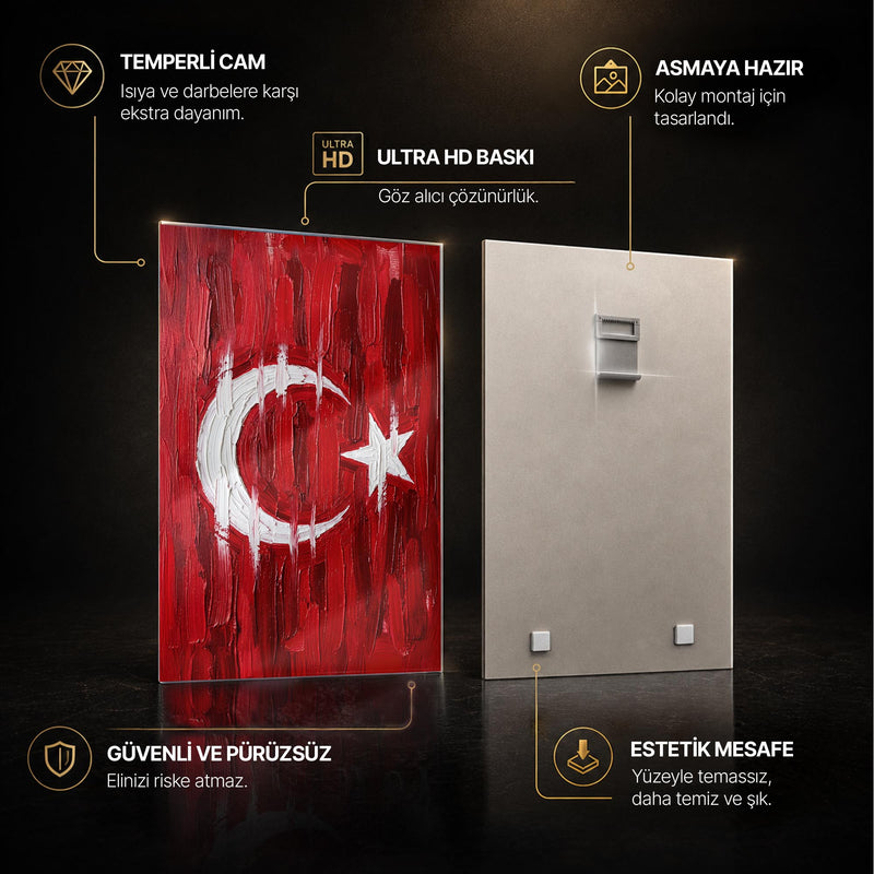 Yağlı Boya Türk Bayrağı Cam Tablo – Cam Tablo