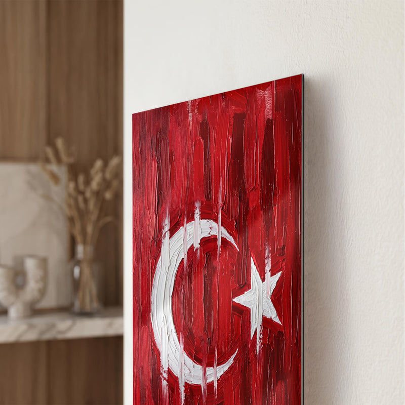 Yağlı Boya Türk Bayrağı Cam Tablo – Cam Tablo