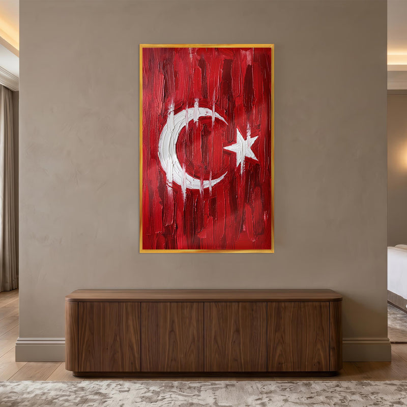Yağlı Boya Türk Bayrağı Cam Tablo – Cam Tablo