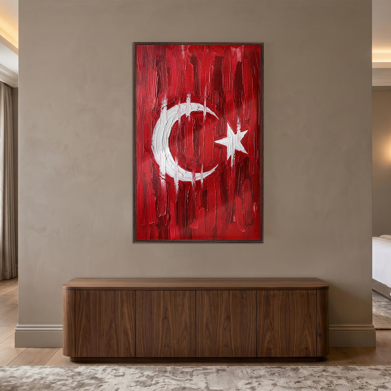 Yağlı Boya Türk Bayrağı Cam Tablo – Cam Tablo