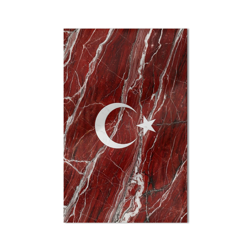 Kırmızı Mermer Türk Bayrağı Cam Tablo – Cam Tablo