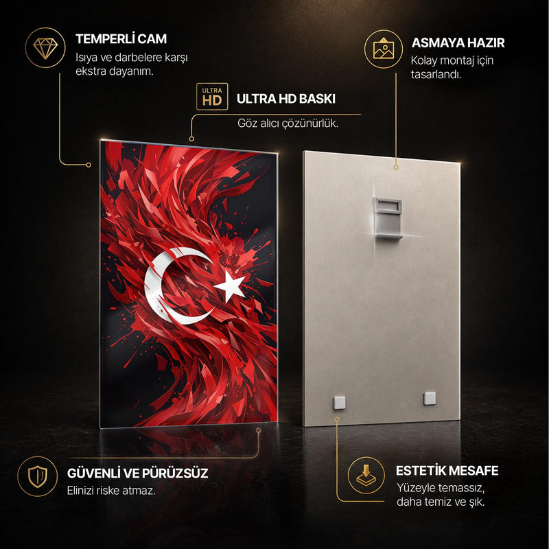 Alev Türk Bayrağı Cam Tablo – Cam Tablo