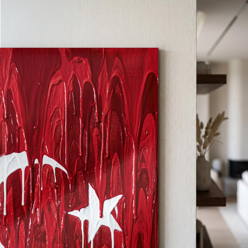 Damlayan Boya Türk Bayrağı Cam Tablo – Cam Tablo
