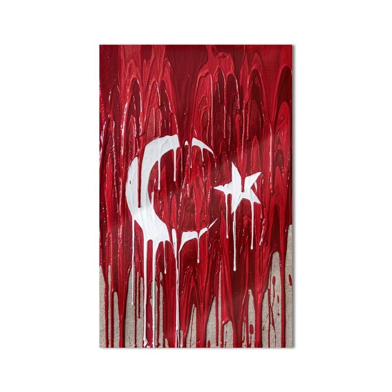 Damlayan Boya Türk Bayrağı Cam Tablo – Cam Tablo