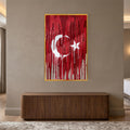Damlayan Boya Türk Bayrağı Cam Tablo – Cam Tablo