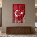 Damlayan Boya Türk Bayrağı Cam Tablo – Cam Tablo