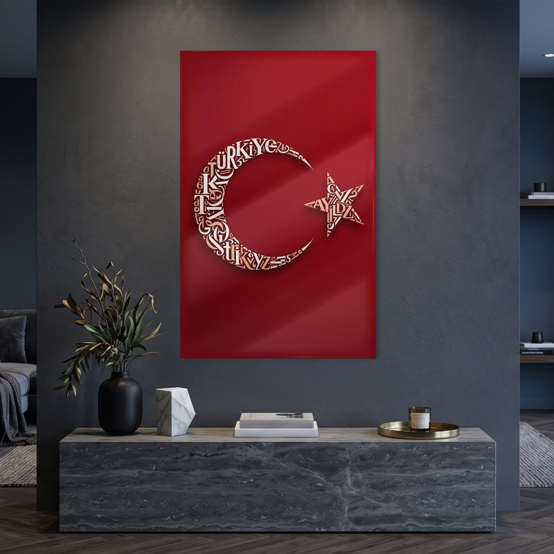 Tipografi Türkiye Altın Cam Tablo – Cam Tablo