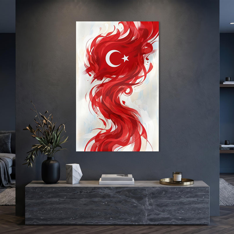 Suluboya Türk Bayrağı Cam Tablo – Cam Tablo