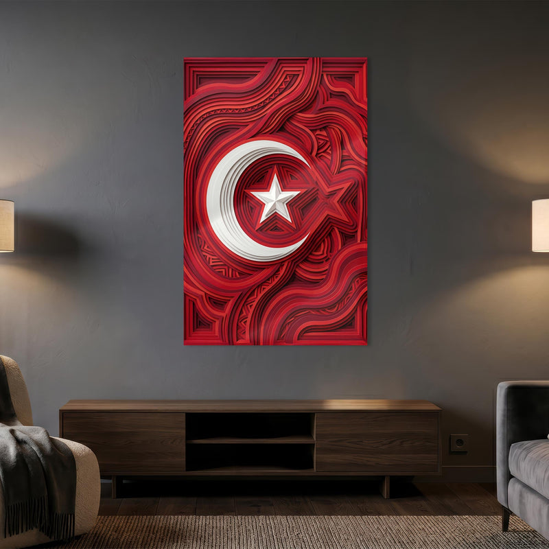 Kıvrım Desen Türk Bayrağı Cam Tablo – Cam Tablo
