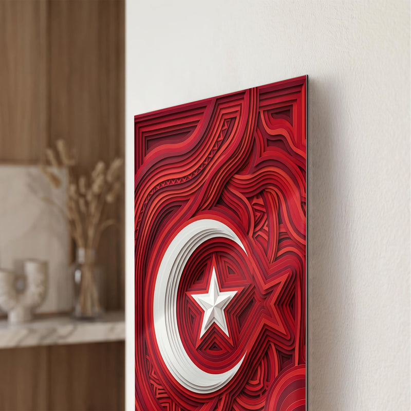 Kıvrım Desen Türk Bayrağı Cam Tablo – Cam Tablo
