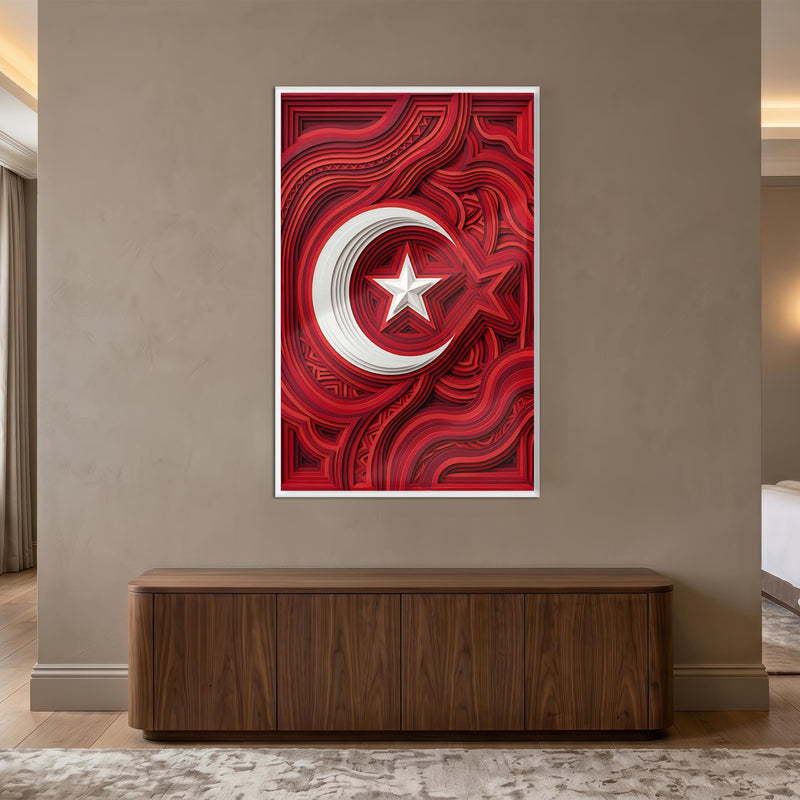 Kıvrım Desen Türk Bayrağı Cam Tablo – Cam Tablo