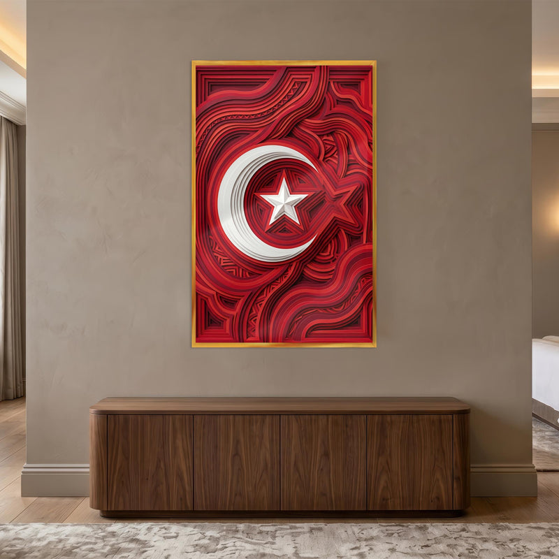 Kıvrım Desen Türk Bayrağı Cam Tablo – Cam Tablo