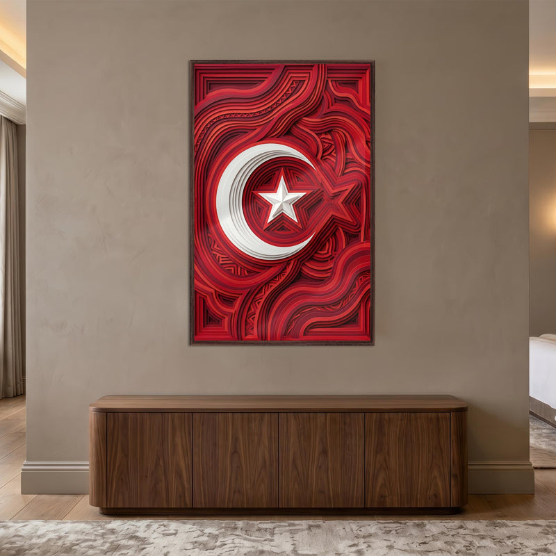 Kıvrım Desen Türk Bayrağı Cam Tablo – Cam Tablo