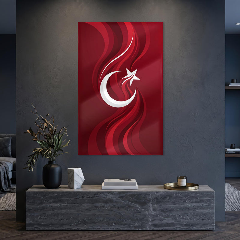 Dalgalı Şerit Türk Bayrağı Cam Tablo – Cam Tablo
