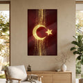 Altın Glitter Türk Bayrağı Cam Tablo – Cam Tablo
