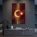 Altın Glitter Türk Bayrağı Cam Tablo – Cam Tablo