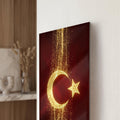 Altın Glitter Türk Bayrağı Cam Tablo – Cam Tablo