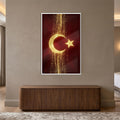 Altın Glitter Türk Bayrağı Cam Tablo – Cam Tablo