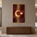 Altın Glitter Türk Bayrağı Cam Tablo – Cam Tablo