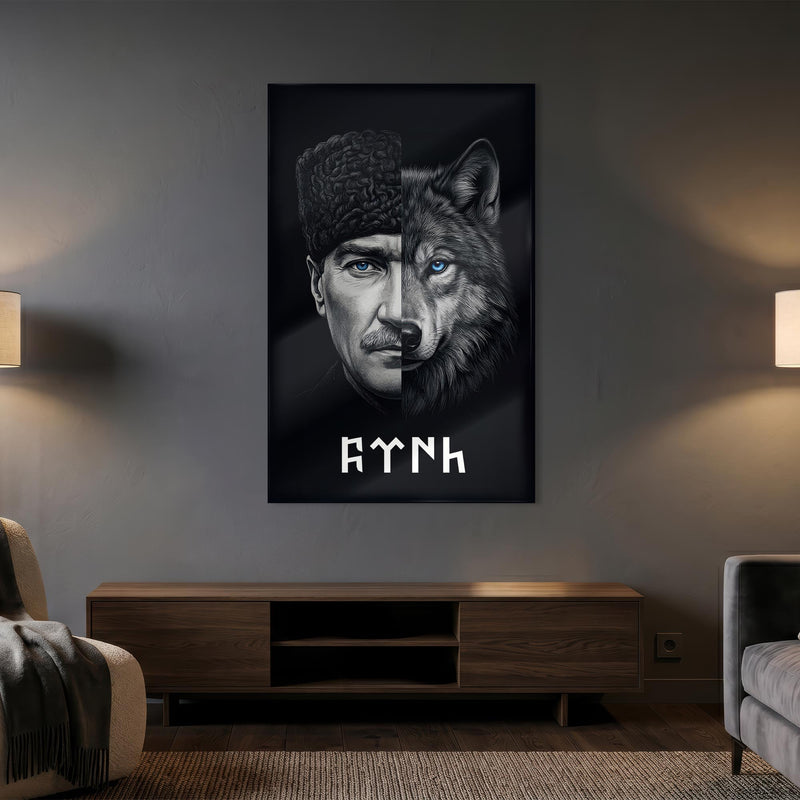 Atatürk Bozkurt Portre Cam Tablo – Cam Tablo
