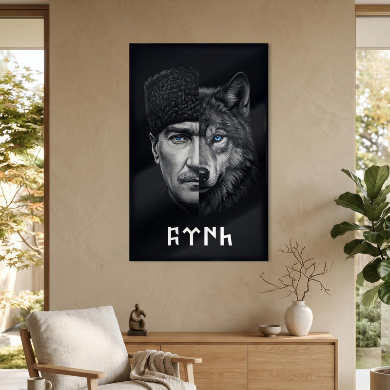 Atatürk Bozkurt Portre Cam Tablo – Cam Tablo