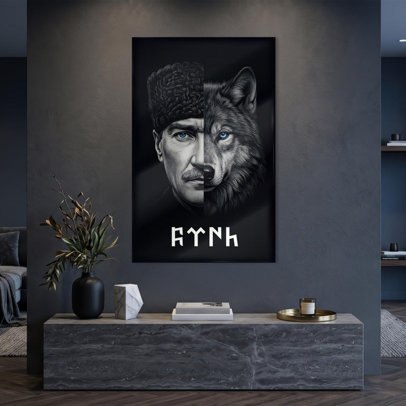 Atatürk Bozkurt Portre Cam Tablo – Cam Tablo