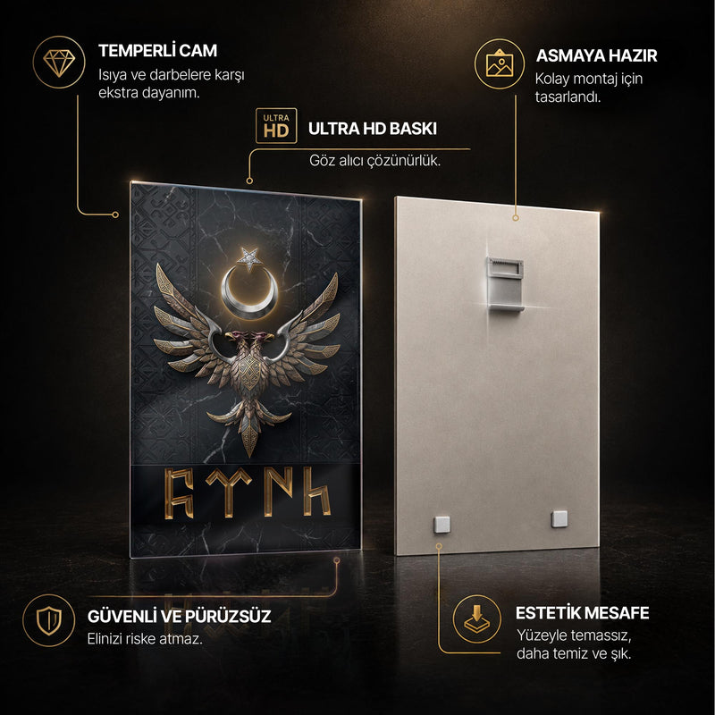 Altın Kartal Ay Yıldız Cam Tablo – Cam Tablo