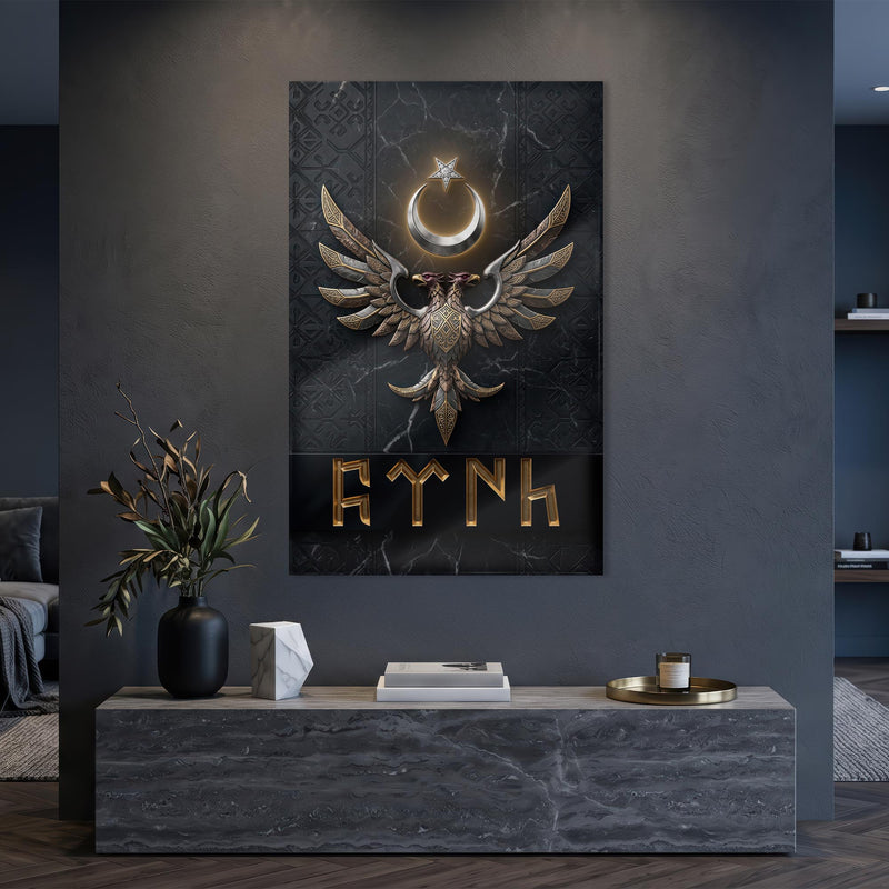 Altın Kartal Ay Yıldız Cam Tablo – Cam Tablo
