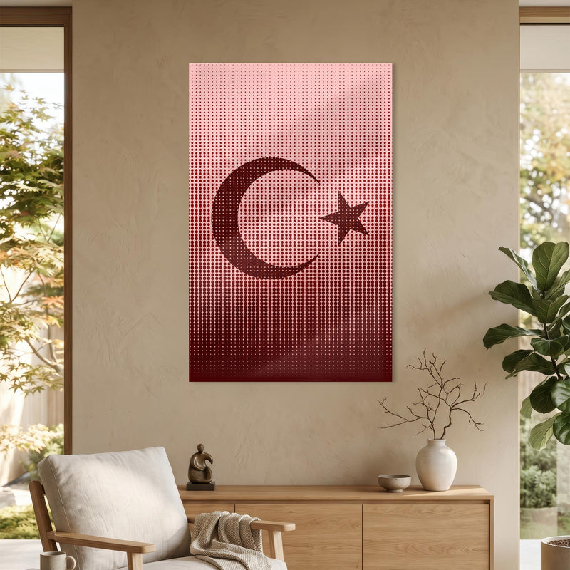 Halftone Nokta Desen Türk Bayrağı Cam Tablo – Cam Tablo