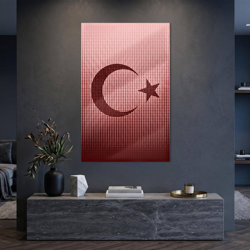 Halftone Nokta Desen Türk Bayrağı Cam Tablo – Cam Tablo