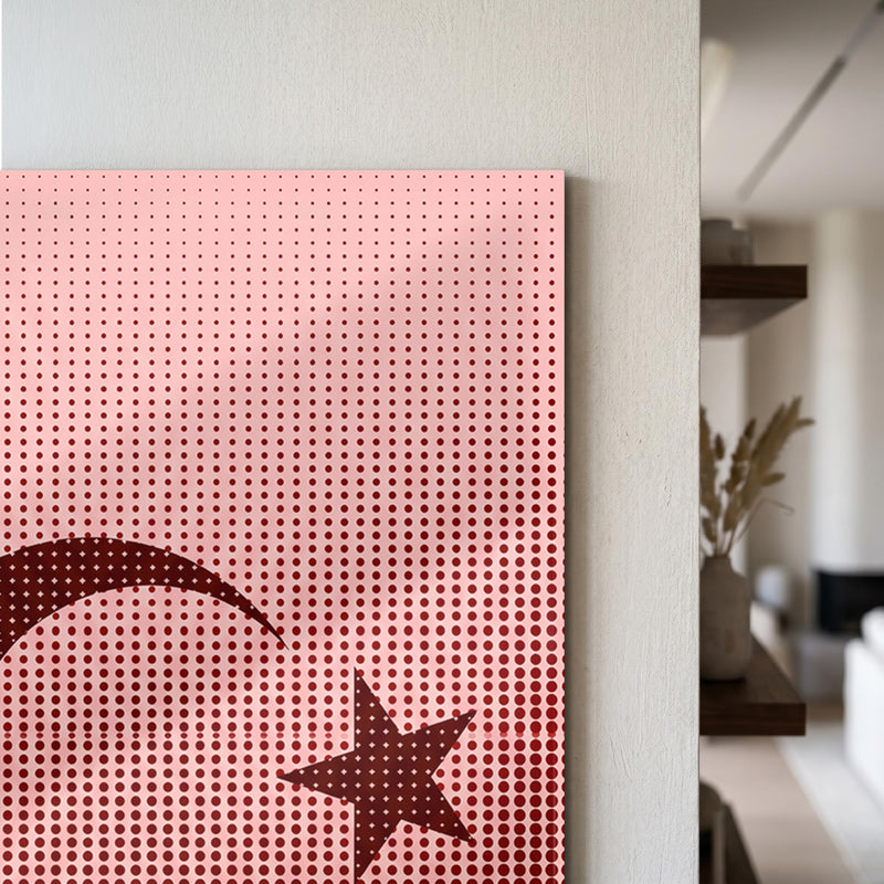 Halftone Nokta Desen Türk Bayrağı Cam Tablo – Cam Tablo