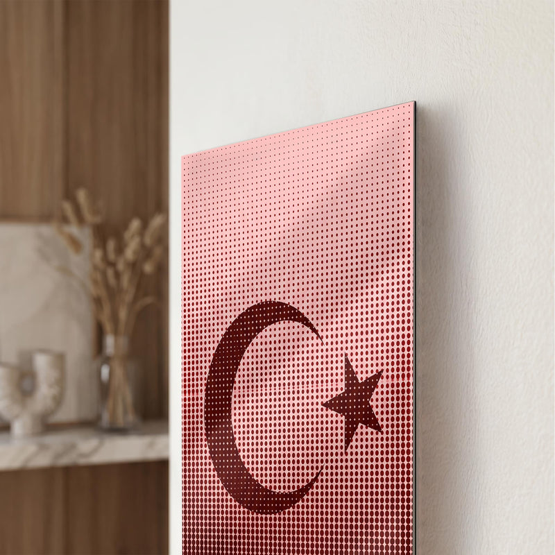 Halftone Nokta Desen Türk Bayrağı Cam Tablo – Cam Tablo