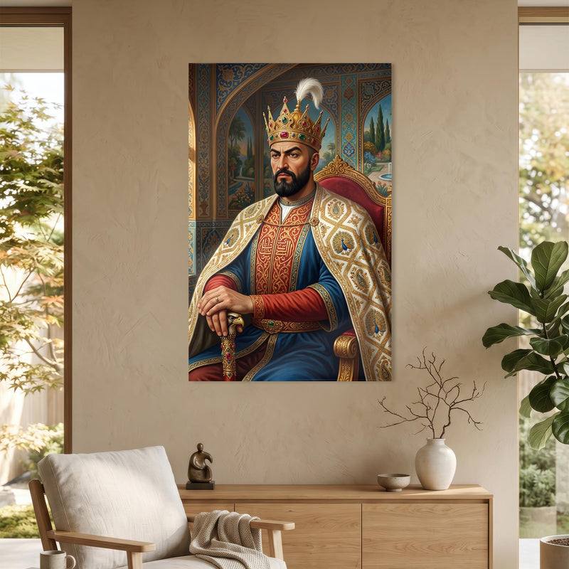 Osmanlı Sultanı Taht Portre Cam Tablo Ortam Görseli