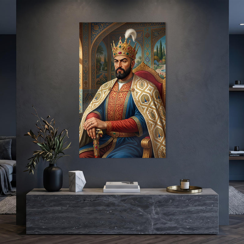 Osmanlı Sultanı Taht Portre Cam Tablo Ortam Görseli