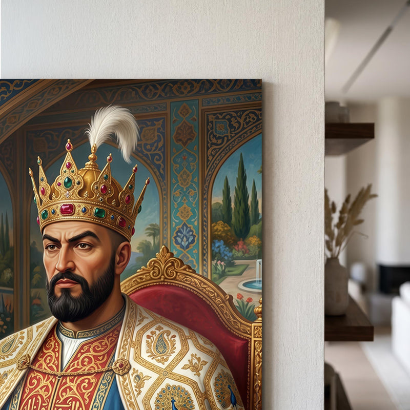 Osmanlı Sultanı Taht Portre Cam Tablo Ortam Görseli