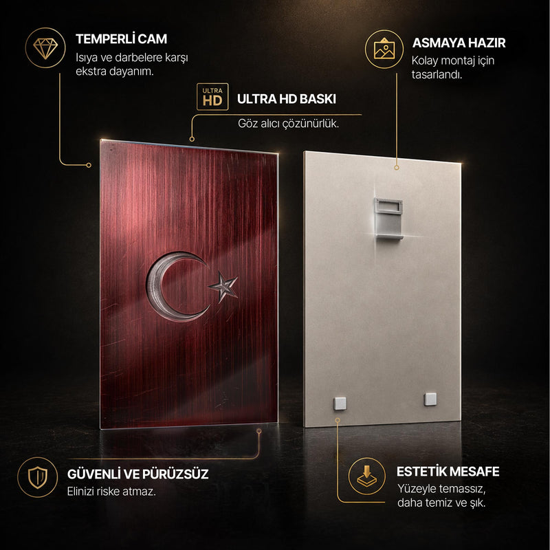 Metal Doku Türk Bayrağı Cam Tablo – Cam Tablo