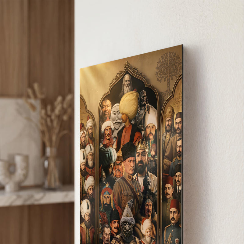 Türk Tarihi Sultanlar Kolaj Cam Tablo Ortam Görseli