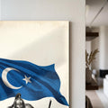Doğu Türkistan Bayrağı Savaşçı Cam Tablo Ortam Görseli
