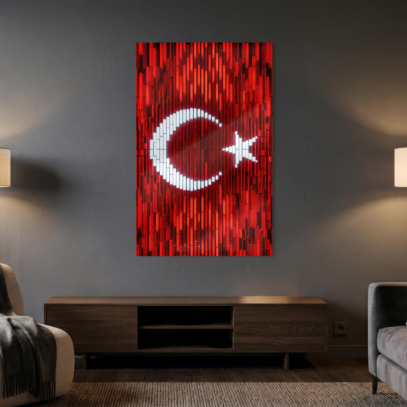 Dijital Piksel Mozaik Türk Bayrağı Cam Tablo – Cam Tablo