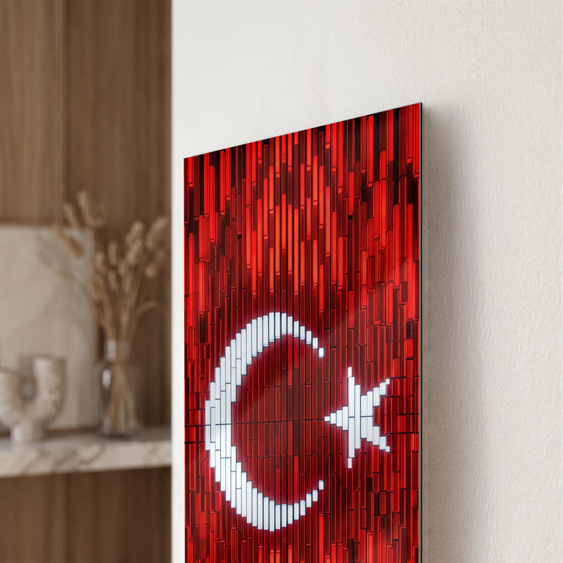 Dijital Piksel Mozaik Türk Bayrağı Cam Tablo – Cam Tablo