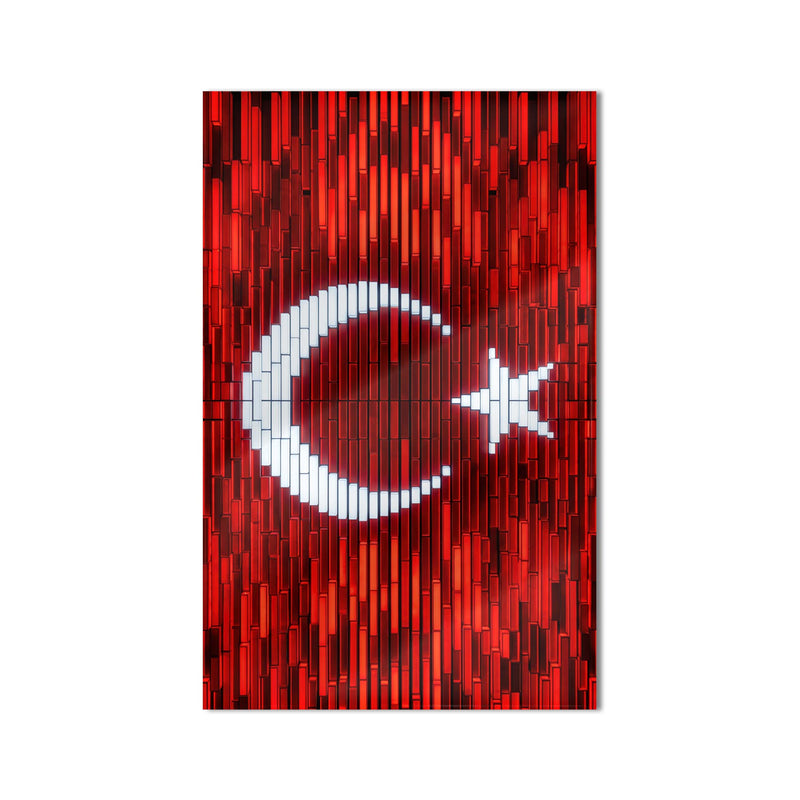 Dijital Piksel Mozaik Türk Bayrağı Cam Tablo – Cam Tablo