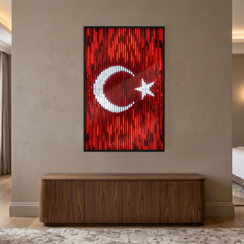 Dijital Piksel Mozaik Türk Bayrağı Cam Tablo – Cam Tablo