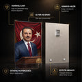 Türk Lideri Bayrak Portre Cam Tablo Ortam Görseli