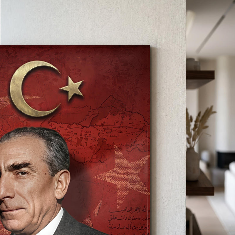 Türk Milliyetçi Portre Cam Tablo Ortam Görseli