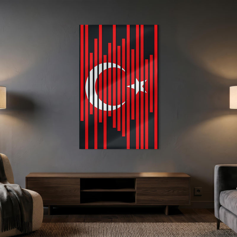 Siyah Şerit Türk Bayrağı Cam Tablo – Cam Tablo