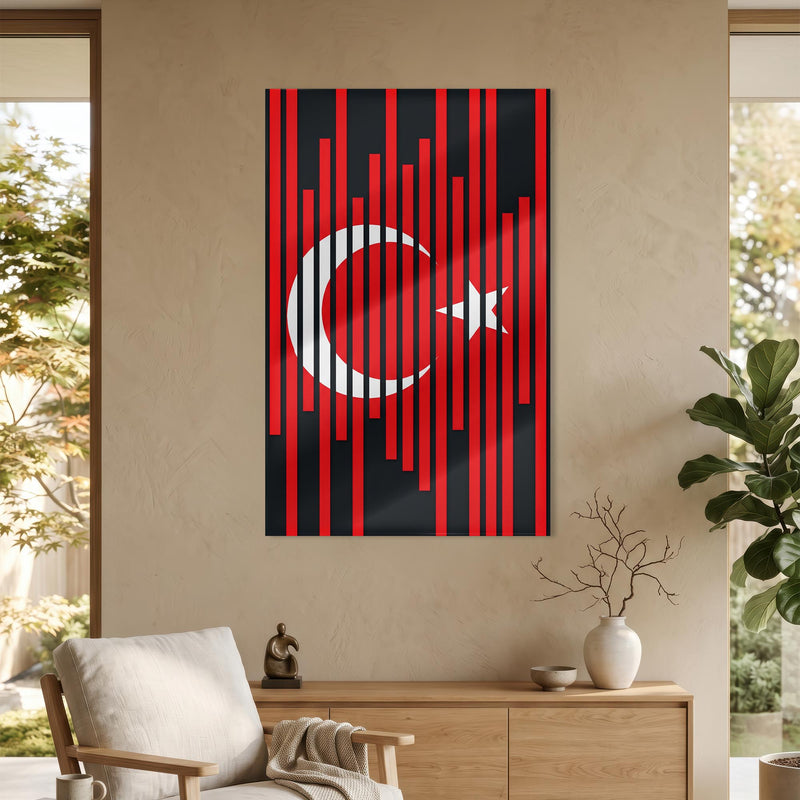 Siyah Şerit Türk Bayrağı Cam Tablo – Cam Tablo